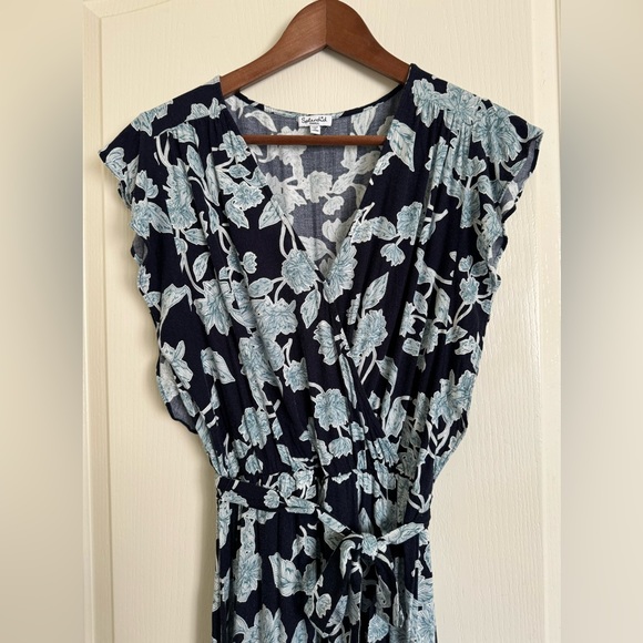 Splendid Navy Green Floral Dress in Rayon Crepon S - Picture 2 of 5
